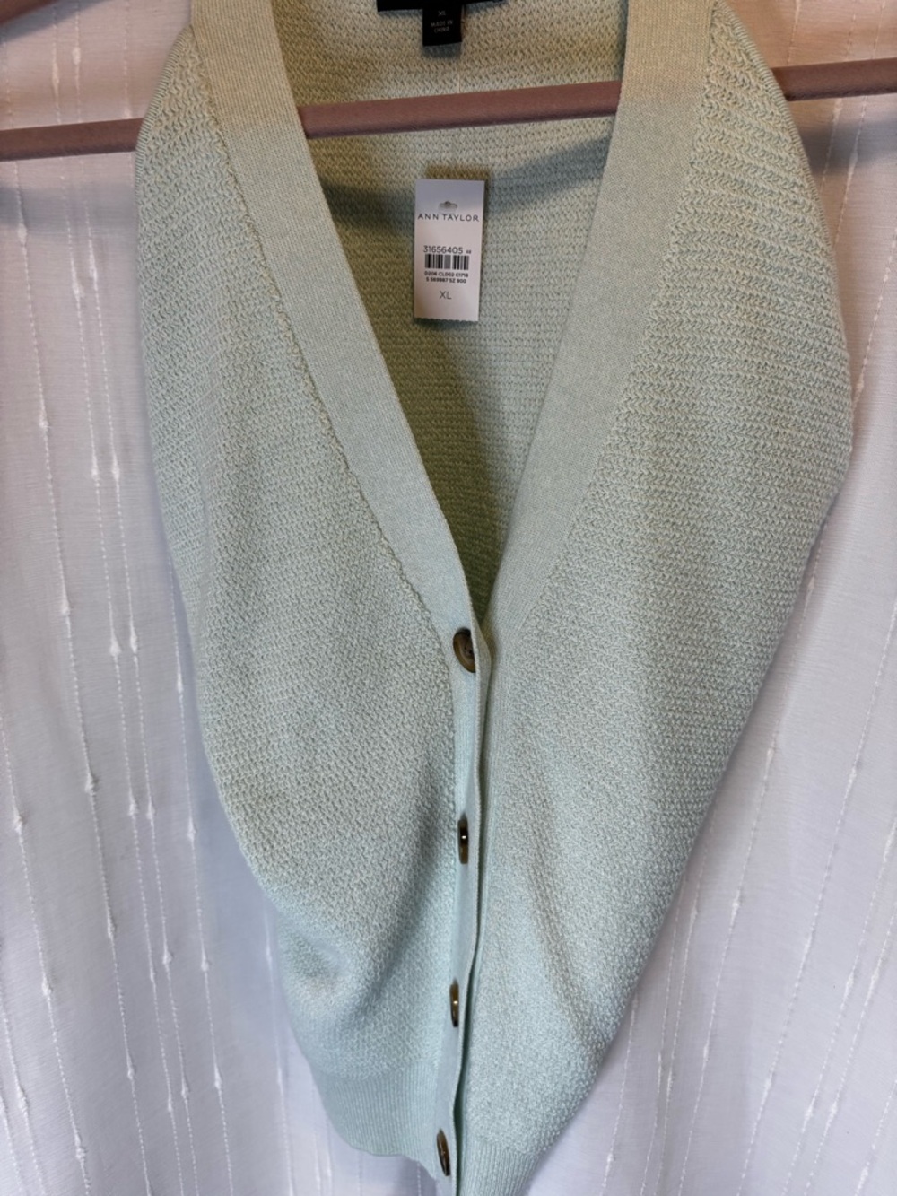 Ann Taylor Light Mint Green Button-Front Cardigan sleeveless